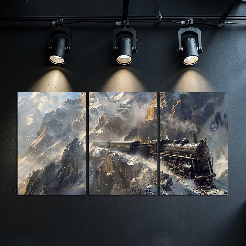 3pcs Steam Train with Black and Green Colors Wall Art Set Canvas Framed 60x90cm - High Quality Print 100% Australian Made Wall Canvas Ready to Hang