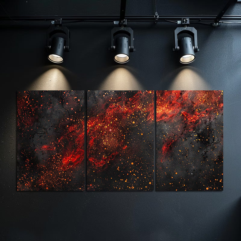 3pcs Abstract Red & Black Orange Accent Artwork Wall Art Set Canvas Framed 50x70cm - High Quality Print 100% Australian Made Wall Canvas Ready to Hang