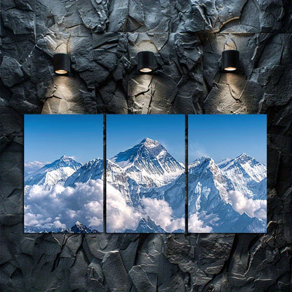 3pcs Aerial View of Mount Everest & Blue Sky Wall Art Set Canvas Framed 50x70cm - High Quality Print 100% Australian Made Wall Canvas Ready to Hang