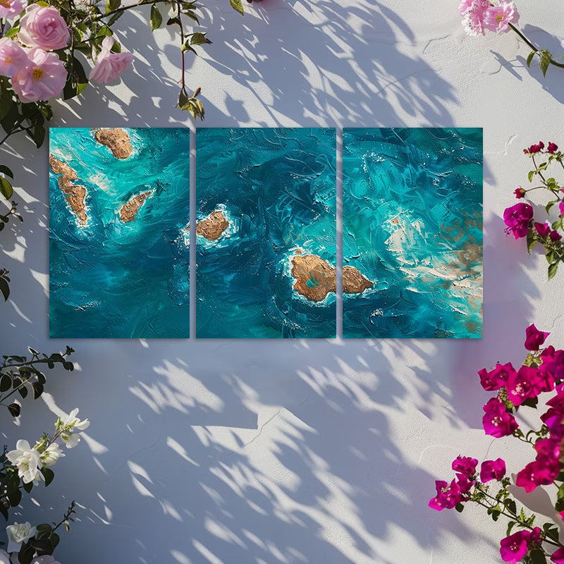 3pcs Small Islands off the Coast of Hawaii Wall Art Set Canvas Framed 60x90cm - High Quality Print 100% Australian Made Wall Canvas Ready to Hang
