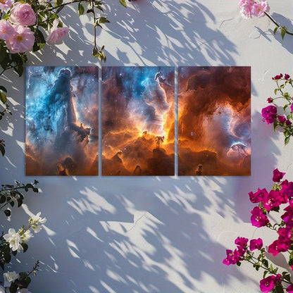 3pcs Deep Space Nebula Cosmic Galaxy Wall Art Set Canvas Framed 60x90cm - High Quality Print 100% Australian Made Wall Canvas Ready to Hang
