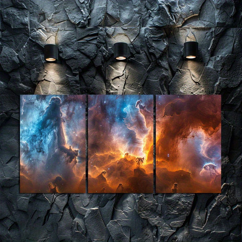 3pcs Deep Space Nebula Cosmic Galaxy Wall Art Set Canvas Framed 60x90cm - High Quality Print 100% Australian Made Wall Canvas Ready to Hang