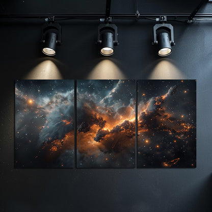 3pcs Space Nebula Cosmic Galaxy Wall Art Set Canvas Framed 50x70cm - High Quality Print 100% Australian Made Wall Canvas Ready to Hang