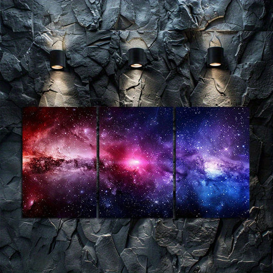 3pcs Nebula Galaxy Space Themed Wall Art Set Canvas Framed 40x60cm - High Quality Print 100% Australian Made Wall Canvas Ready to Hang