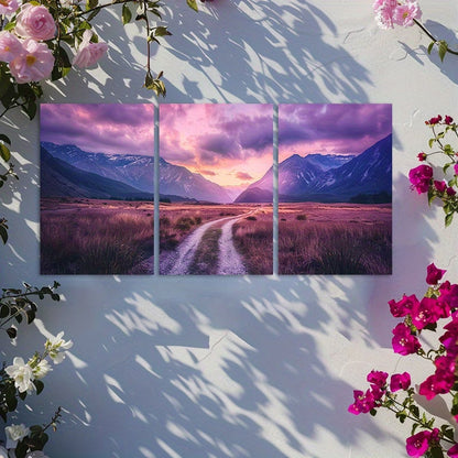3pcs New Zealand Landscape Mountain Road Scenery Wall Art Set Canvas Framed 50x70cm - High Quality Print 100% Australian Made Wall Canvas Ready to Hang