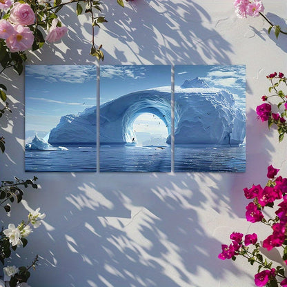 3pcs Iceberg in Southern Ocean Wall Art Set Canvas Framed 40x60cm - High Quality Print 100% Australian Made Wall Canvas Ready to Hang