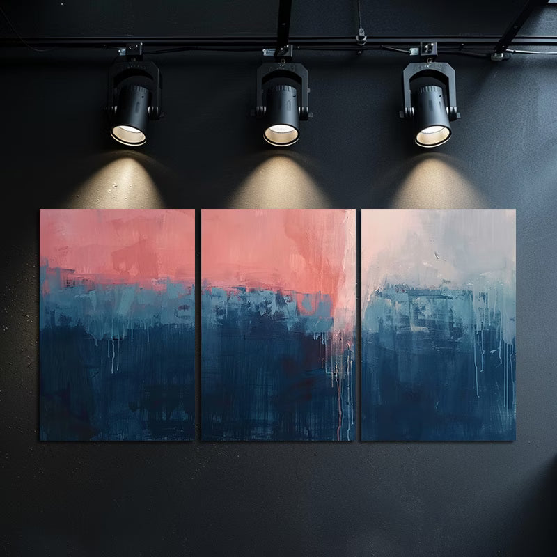 3pcs Dark Blue to Pink Gradient Abstract Design Wall Art Set Canvas Framed 60x90cm - High Quality Print 100% Australian Made Wall Canvas Ready to Hang