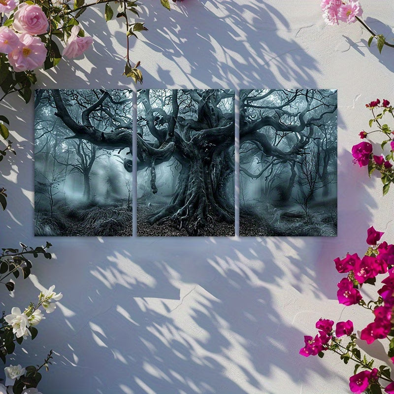 3pcs Mystical Forest Tree Wall Art Set Canvas Framed 40x60cm - High Quality Print 100% Australian Made Wall Canvas Ready to Hang