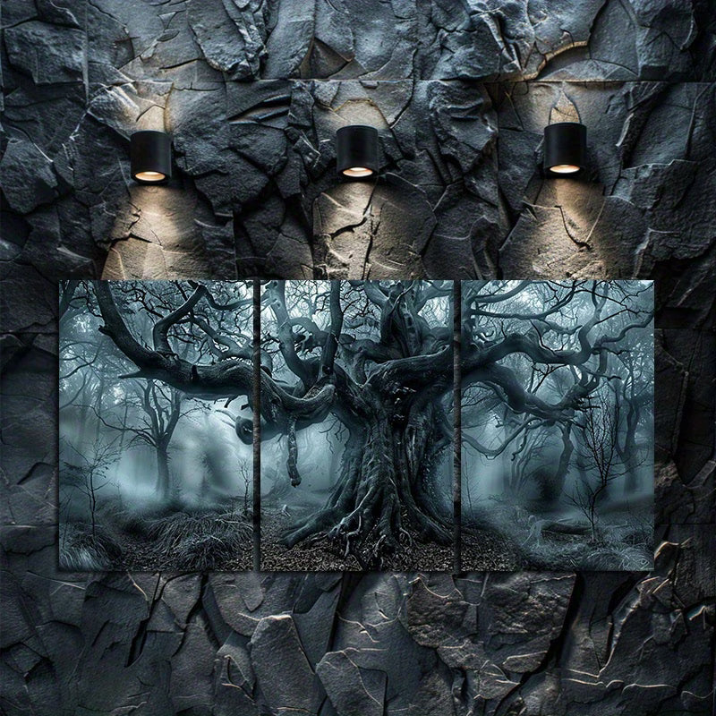 3pcs Mystical Forest Tree Wall Art Set Canvas Framed 40x60cm - High Quality Print 100% Australian Made Wall Canvas Ready to Hang