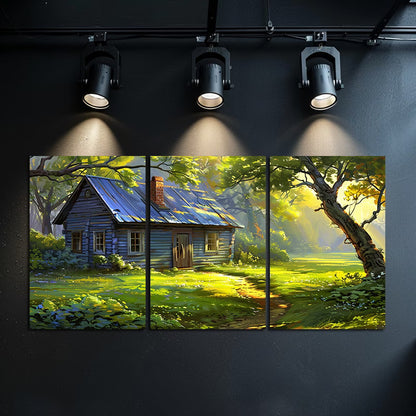 3pcs Tranquil Green Lawn and Sunlit Landscape Wall Art Set Canvas Framed 40x60cm - High Quality Print 100% Australian Made Wall Canvas Ready to Hang