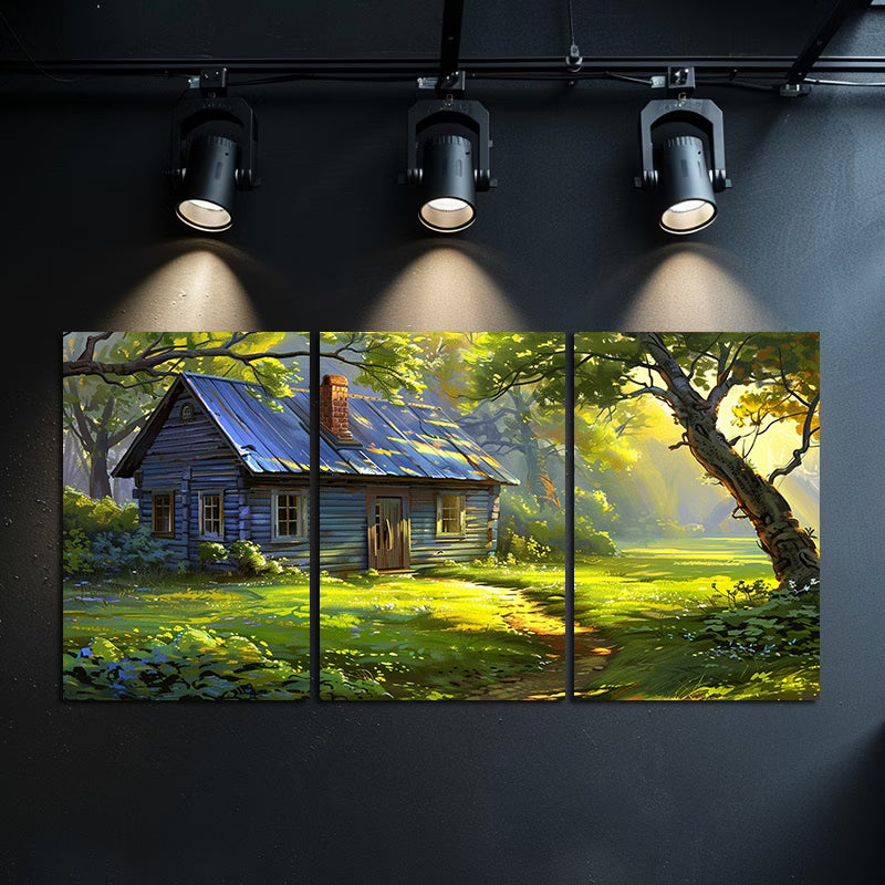 3pcs Tranquil Green Lawn and Sunlit Landscape Wall Art Set Canvas Framed 50x70cm - High Quality Print 100% Australian Made Wall Canvas Ready to Hang