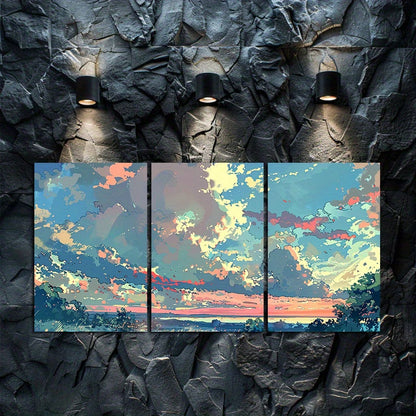 3pcs Anime-Inspired Aurora Skyline Wall Art Set Canvas Framed 60x90cm - High Quality Print 100% Australian Made Wall Canvas Ready to Hang