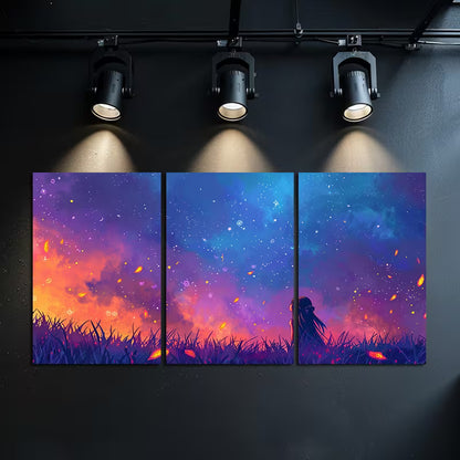3pcs Beautiful Anime Piece Features a Girl Wall Art Set Canvas Framed 50x70cm - High Quality Print 100% Australian Made Wall Canvas Ready to Hang