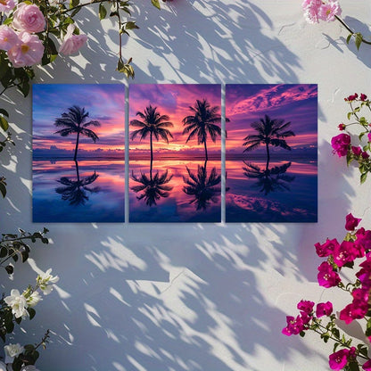 3pcs Maldives Beach & Palm Trees Scenery Wall Art Set Canvas Framed 40x60cm - High Quality Print 100% Australian Made Wall Canvas Ready to Hang