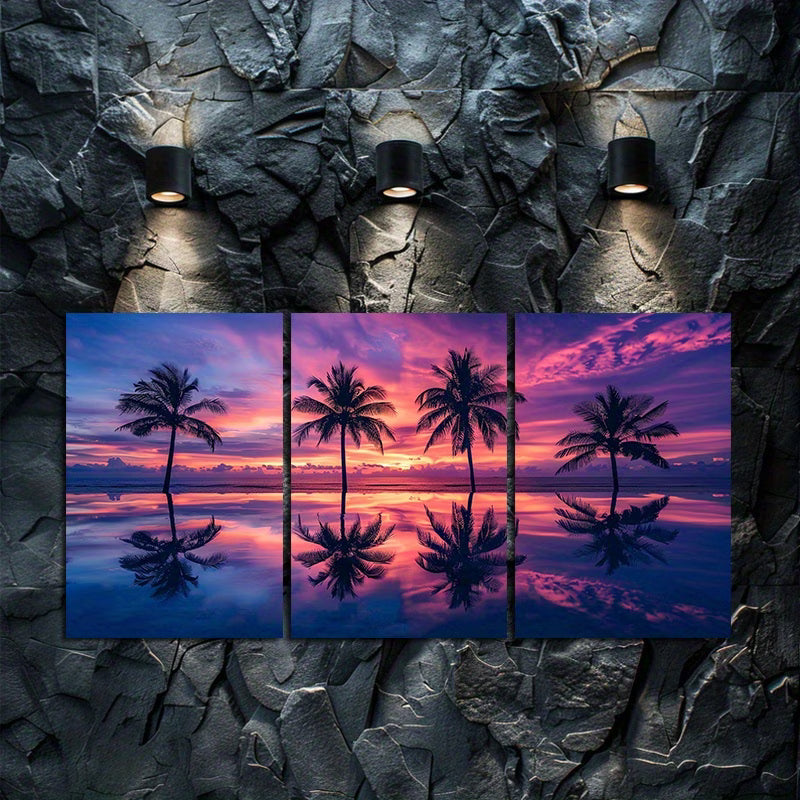 3pcs Maldives Beach & Palm Trees Scenery Wall Art Set Canvas Framed 40x60cm - High Quality Print 100% Australian Made Wall Canvas Ready to Hang