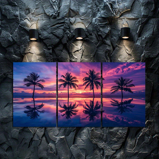3pcs Maldives Beach & Palm Trees Scenery Wall Art Set Canvas Framed 60x90cm - High Quality Print 100% Australian Made Wall Canvas Ready to Hang