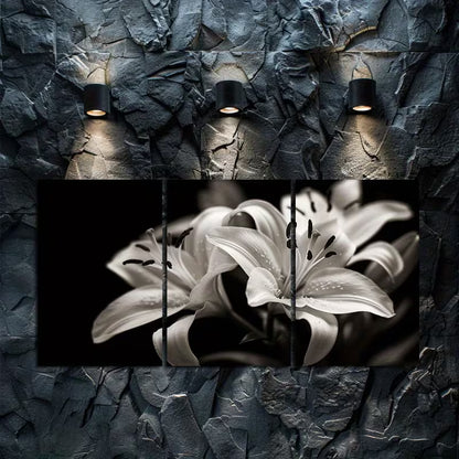 3pcs Black & White Photography of Lilies Wall Art Set Canvas Framed 40x60cm - High Quality Print 100% Australian Made Wall Canvas Ready to Hang