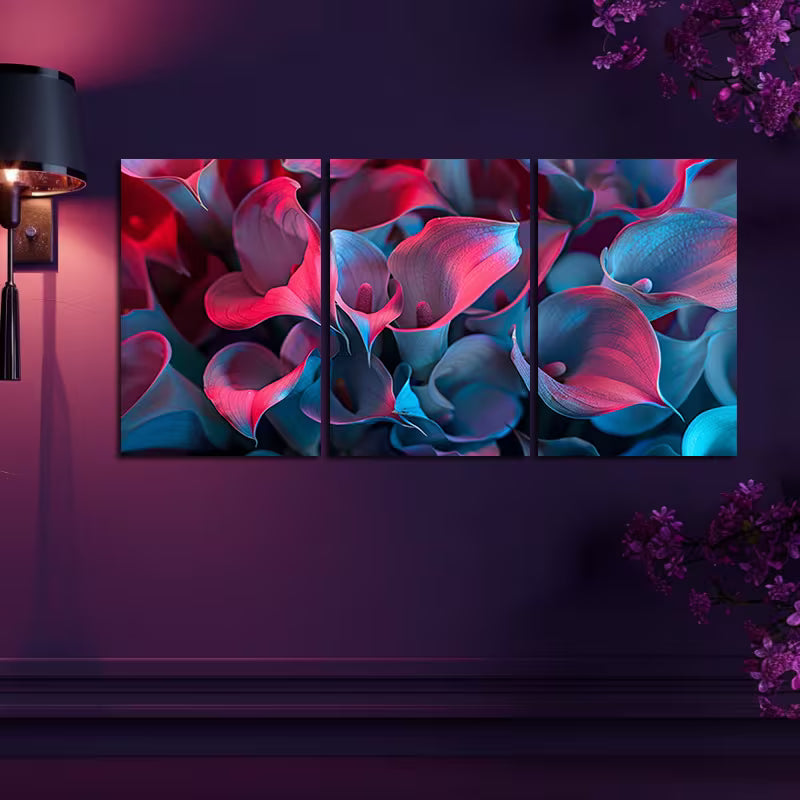 3pcs Calla Lilies Captured in a Soft Focus Photo Wall Art Set Canvas Framed 40x60cm - High Quality Print 100% Australian Made Wall Canvas Ready to Hang