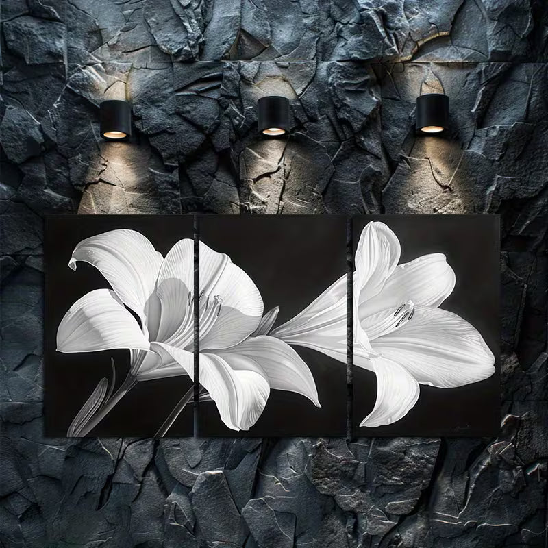 3pcs Featuring a Close-Up of Lily Petals Wall Art Set Canvas Framed 60x90cm - High Quality Print 100% Australian Made Wall Canvas Ready to Hang