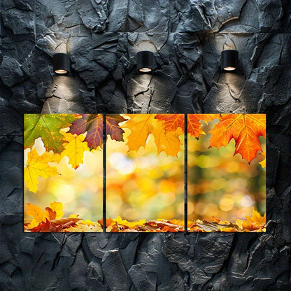 3pcs Autumn Leaves Vibrant Fall Foliage Wall Art Set Canvas Framed 60x90cm - High Quality Print 100% Australian Made Wall Canvas Ready to Hang