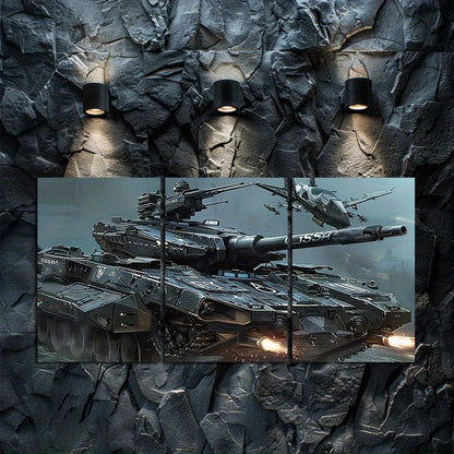 3pcs Military Tank Design Wall Art Set Canvas Framed 60x90cm - High Quality Print 100% Australian Made Wall Canvas Ready to Hang