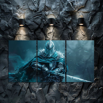 3pcs Awe-inspiring Portrait of Knight Wall Art Set Canvas Framed 40x60cm - High Quality Print 100% Australian Made Wall Canvas Ready to Hang