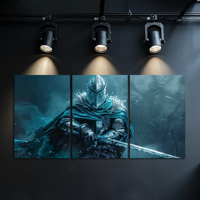 3pcs Awe-inspiring Portrait of Knight Wall Art Set Canvas Framed 40x60cm - High Quality Print 100% Australian Made Wall Canvas Ready to Hang