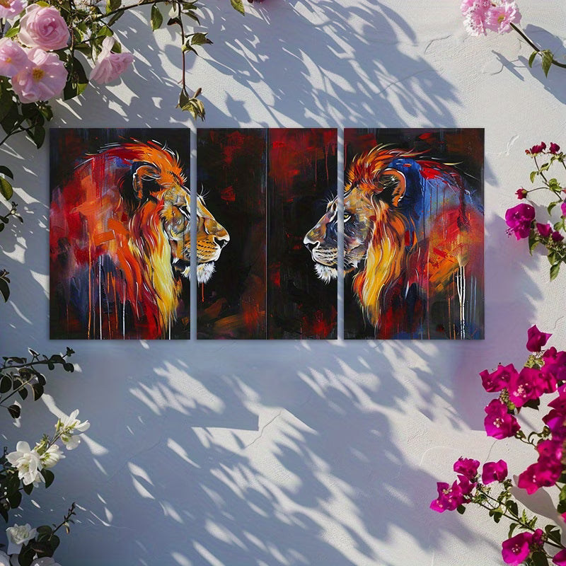 3pcs Majestic Crown and Lion Design Wall Art Set Canvas Framed 50x70cm - High Quality Print 100% Australian Made Wall Canvas Ready to Hang