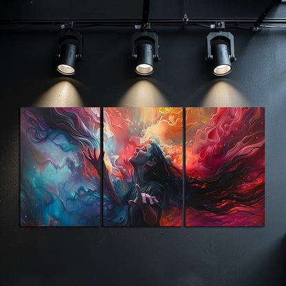 3pcs Abstract Dance Inspired Oil Painting Style Wall Art Set Canvas Framed 50x70cm - High Quality Print 100% Australian Made Wall Canvas Ready to Hang