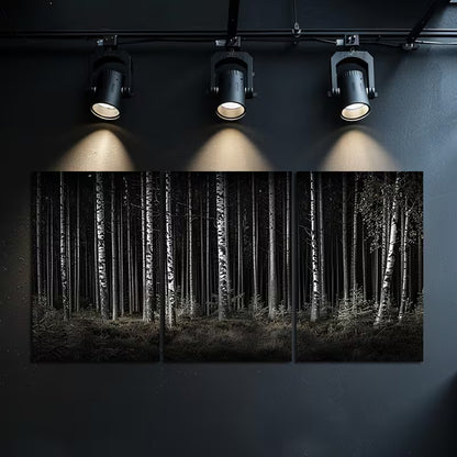3pcs Dark Forest Dense Trees Design Wall Art Set Canvas Framed 60x90cm - High Quality Print 100% Australian Made Wall Canvas Ready to Hang
