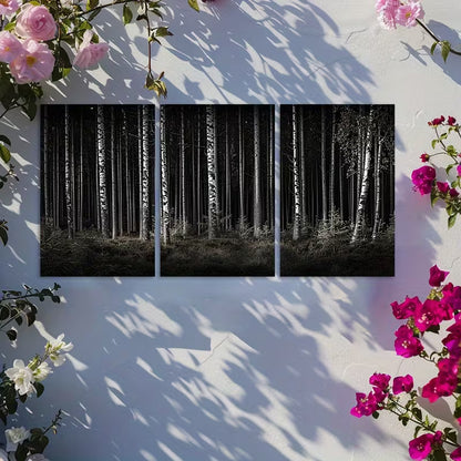 3pcs Dark Forest Dense Trees Design Wall Art Set Canvas Framed 60x90cm - High Quality Print 100% Australian Made Wall Canvas Ready to Hang