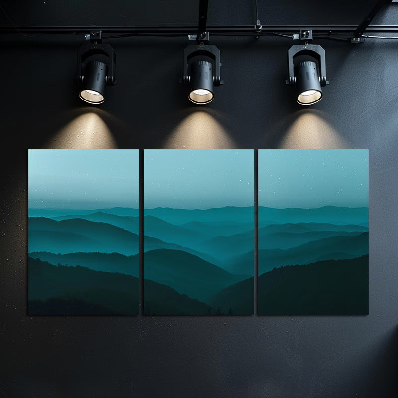 3pcs Dark Night, Starry Sky, Distant Mountains Wall Art Set Canvas Framed 60x90cm - High Quality Print 100% Australian Made Wall Canvas Ready to Hang
