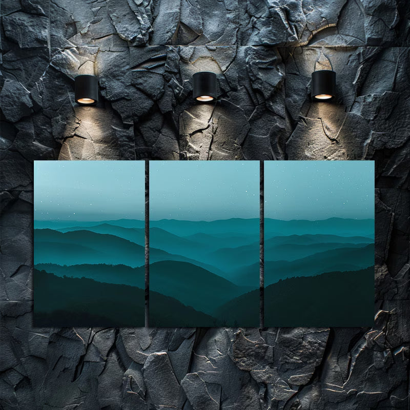 3pcs Dark Night, Starry Sky, Distant Mountains Wall Art Set Canvas Framed 60x90cm - High Quality Print 100% Australian Made Wall Canvas Ready to Hang