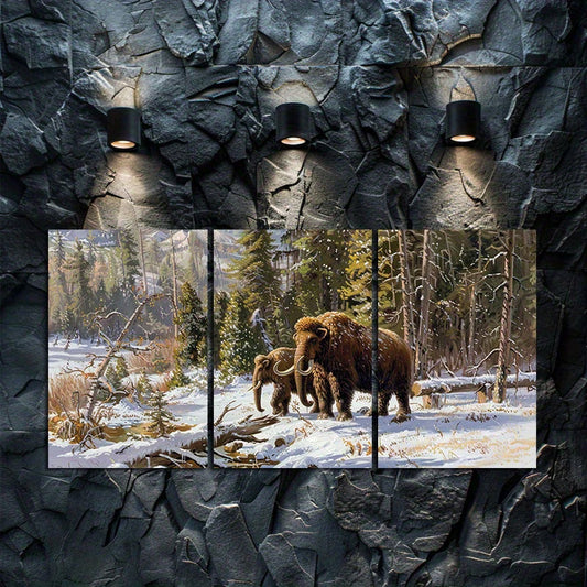 3pcs Rustic Wildlife Scenery Prehistoric Life Wall Art Set Canvas Framed 60x90cm - High Quality Print 100% Australian Made Wall Canvas Ready to Hang