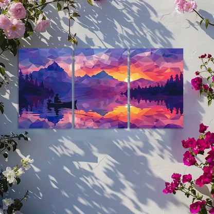 3pcs Abstract Minimalist Landscape with Mountain Wall Art Set Canvas Framed 50x70cm - High Quality Print 100% Australian Made Wall Canvas Ready to Hang