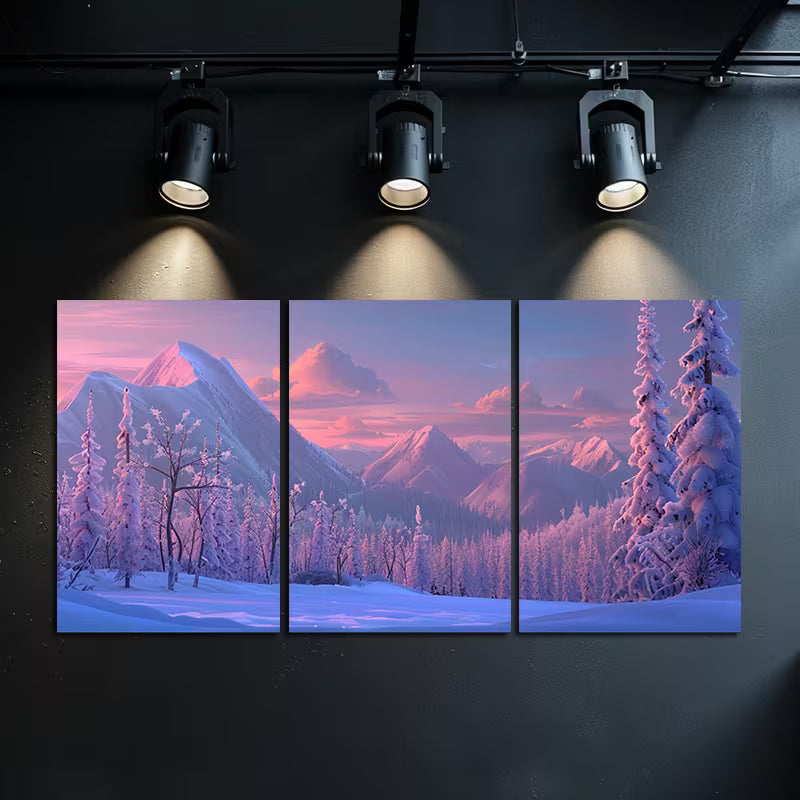 3pcs Snowy Mountain Landscape in The Foreground Wall Art Set Canvas Framed 40x60cm - High Quality Print 100% Australian Made Wall Canvas Ready to Hang