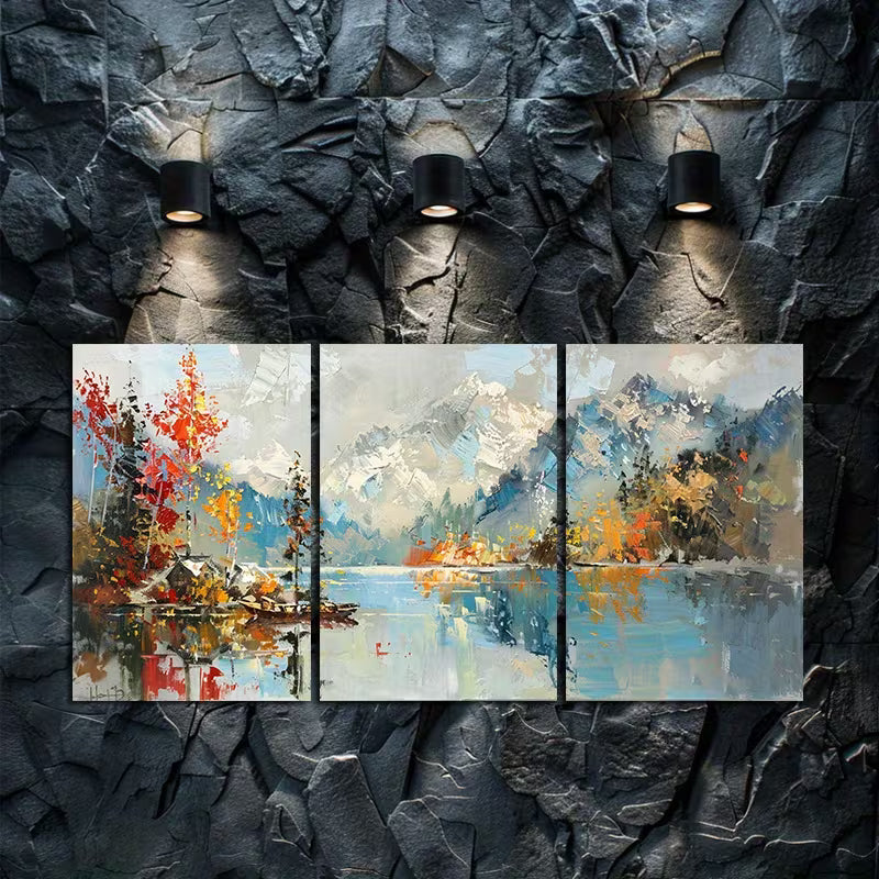 3pcs landscape of a lake and mountains Wall Art Set Canvas Framed 60x90cm - High Quality Print 100% Australian Made Wall Canvas Ready to Hang