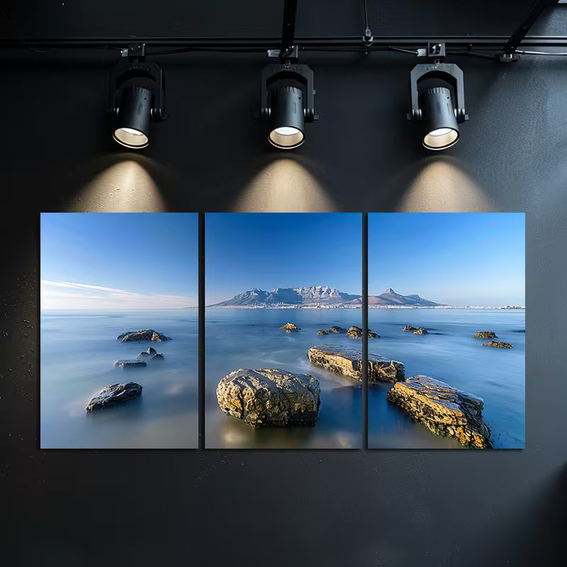 3pcs Exposure Photography of Rocks And The Sea Wall Art Set Canvas Framed 50x70cm - High Quality Print 100% Australian Made Wall Canvas Ready to Hang