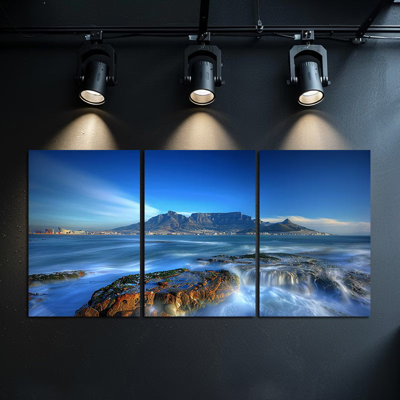 3pcs Long Exposure Ocean & Mountain Landscape Wall Art Set Canvas Framed 50x70cm - High Quality Print 100% Australian Made Wall Canvas Ready to Hang