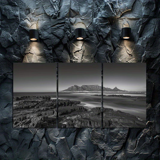 3pcs Long Exposure Shot of The Rocky Coast Wall Art Set Canvas Framed 60x90cm - High Quality Print 100% Australian Made Wall Canvas Ready to Hang