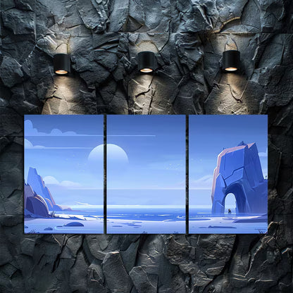 3pcs Illustration of an Alien Landscape Wall Art Set Canvas Framed 60x90cm - High Quality Print 100% Australian Made Wall Canvas Ready to Hang