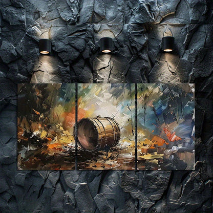 3pcs Oil Painting of a Fiery Drum Wall Art Set Canvas Framed 50x70cm - High Quality Print 100% Australian Made Wall Canvas Ready to Hang