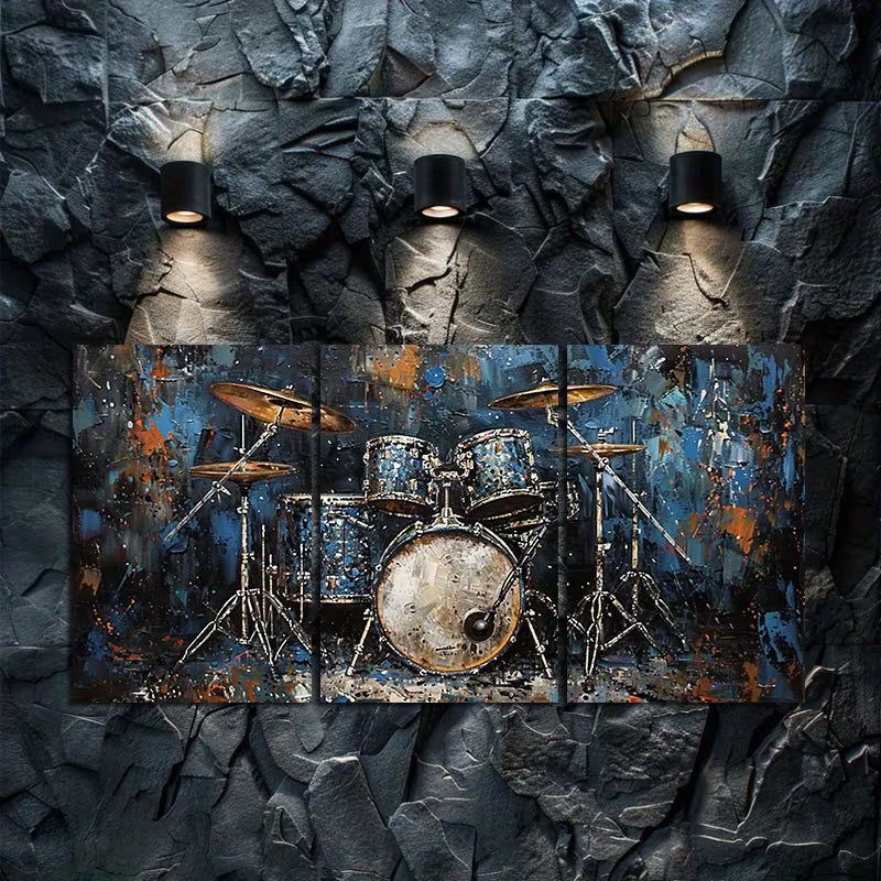 3pcs Passionate Drum Set Oil Painting Wall Art Set Canvas Framed 40x60cm - High Quality Print 100% Australian Made Wall Canvas Ready to Hang