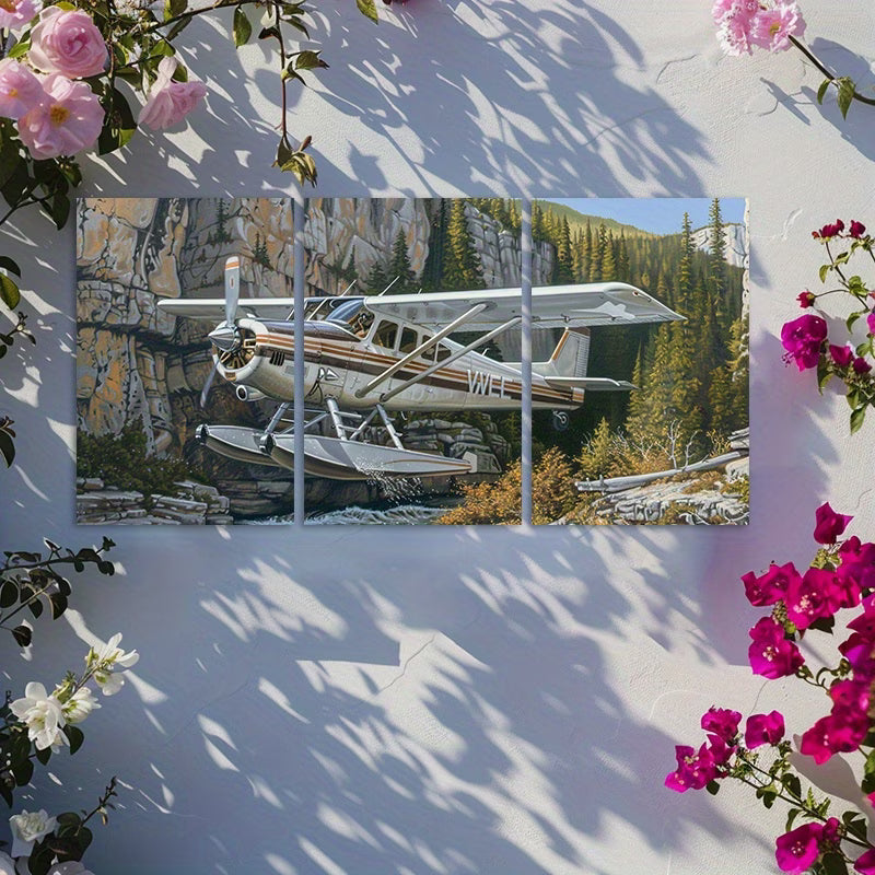 3pcs Oil Painting Alpine wing mounted flight Wall Art Set Canvas Framed 40x60cm - High Quality Print 100% Australian Made Wall Canvas Ready to Hang