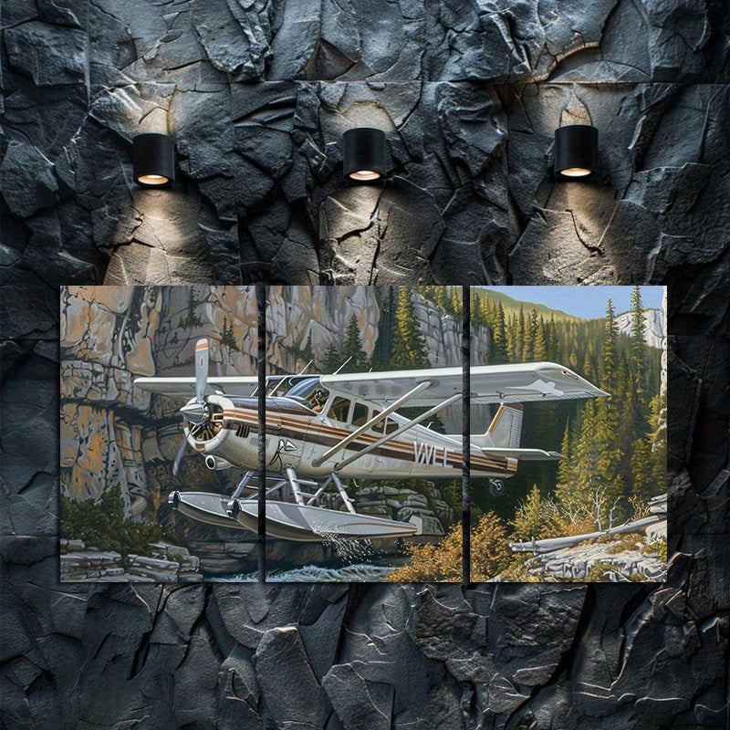 3pcs Oil Painting Alpine wing mounted flight Wall Art Set Canvas Framed 40x60cm - High Quality Print 100% Australian Made Wall Canvas Ready to Hang