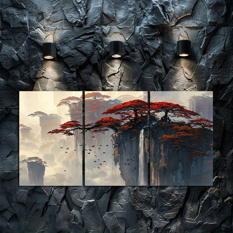 3pcs Chinese Style Landscape Oil Painting Wall Art Set Canvas Framed 60x90cm - High Quality Print 100% Australian Made Wall Canvas Ready to Hang