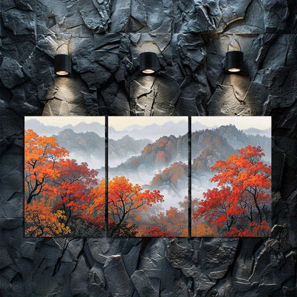 3pcs Traditional Ink Mountain Scenery Wall Art Set Canvas Framed 40x60cm - High Quality Print 100% Australian Made Wall Canvas Ready to Hang