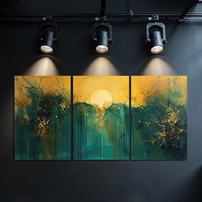 3pcs Flowers and Moon on a Tranquil Spring Night Wall Art Set Canvas Framed 50x70cm - High Quality Print 100% Australian Made Wall Canvas Ready to Hang