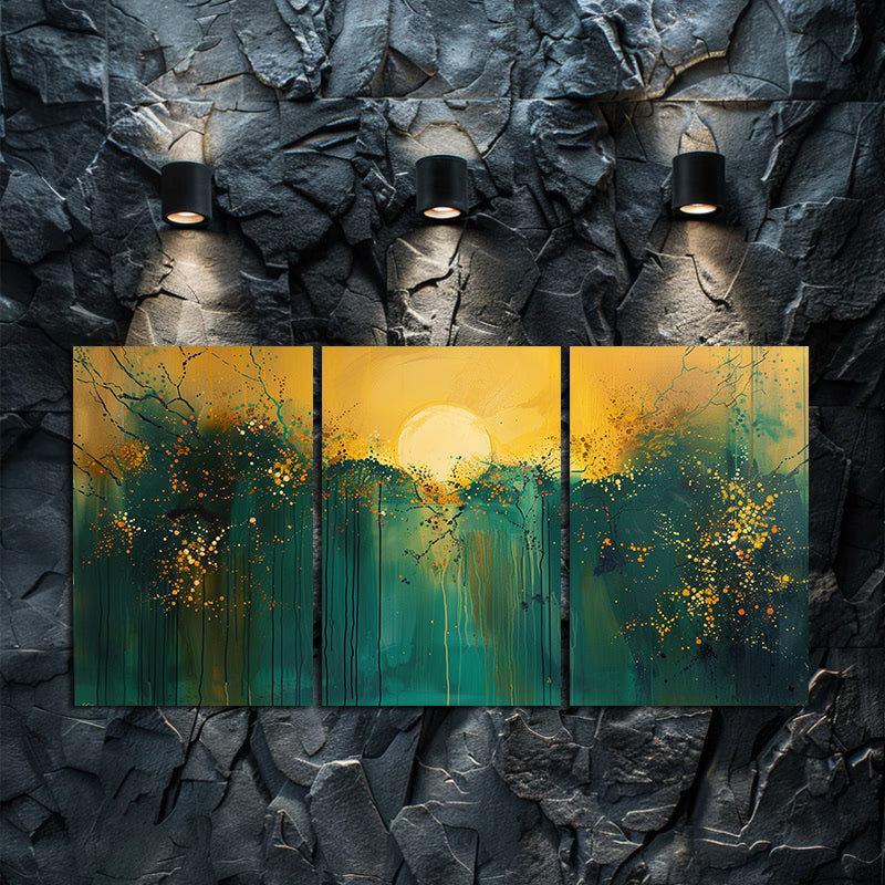 3pcs Flowers and Moon on a Tranquil Spring Night Wall Art Set Canvas Framed 50x70cm - High Quality Print 100% Australian Made Wall Canvas Ready to Hang