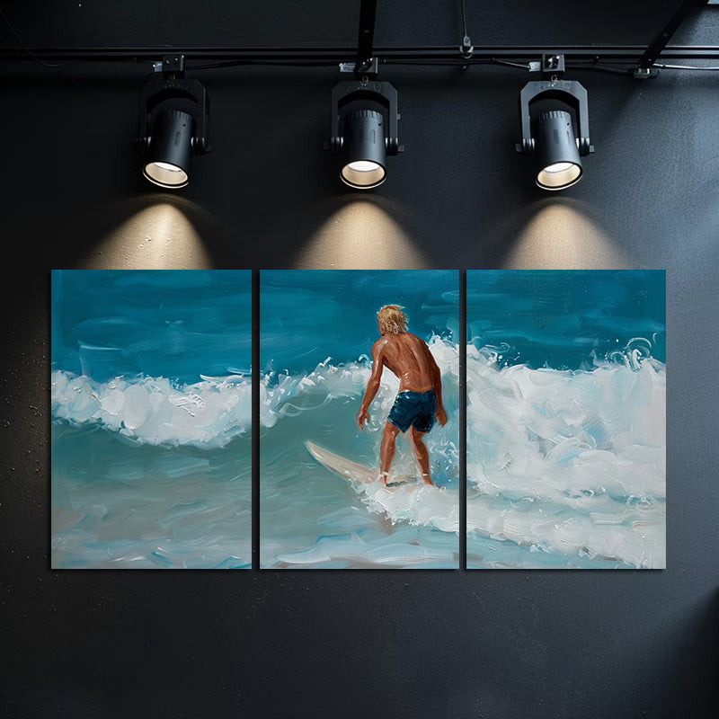 3pcs Feel the Thrill of Surfing Wall Art Set Canvas Framed 50x70cm - High Quality Print 100% Australian Made Wall Canvas Ready to Hang